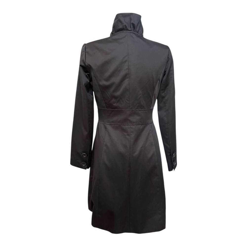 White House Black Market Black Trench Coat Size 00 - Picture 4 of 15